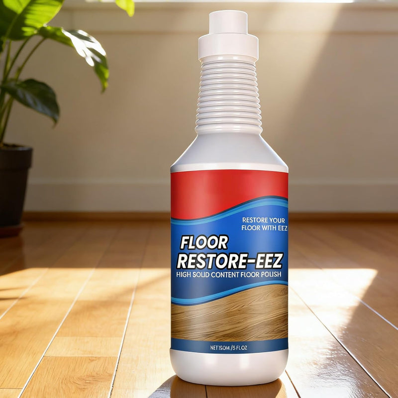 FloorPolish Flasche auf einem glänzenden Holzboden im Wohnzimmer