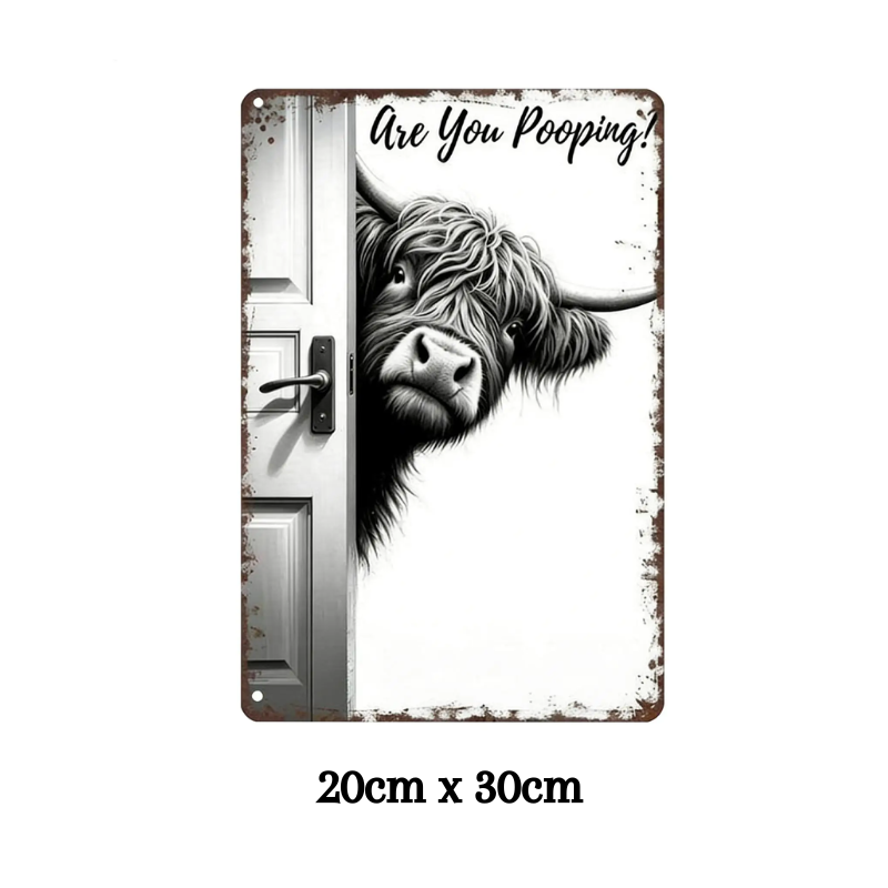 CowFrame – Lustiges Rustikales Highland-Cow Bilderrahmen-Schild