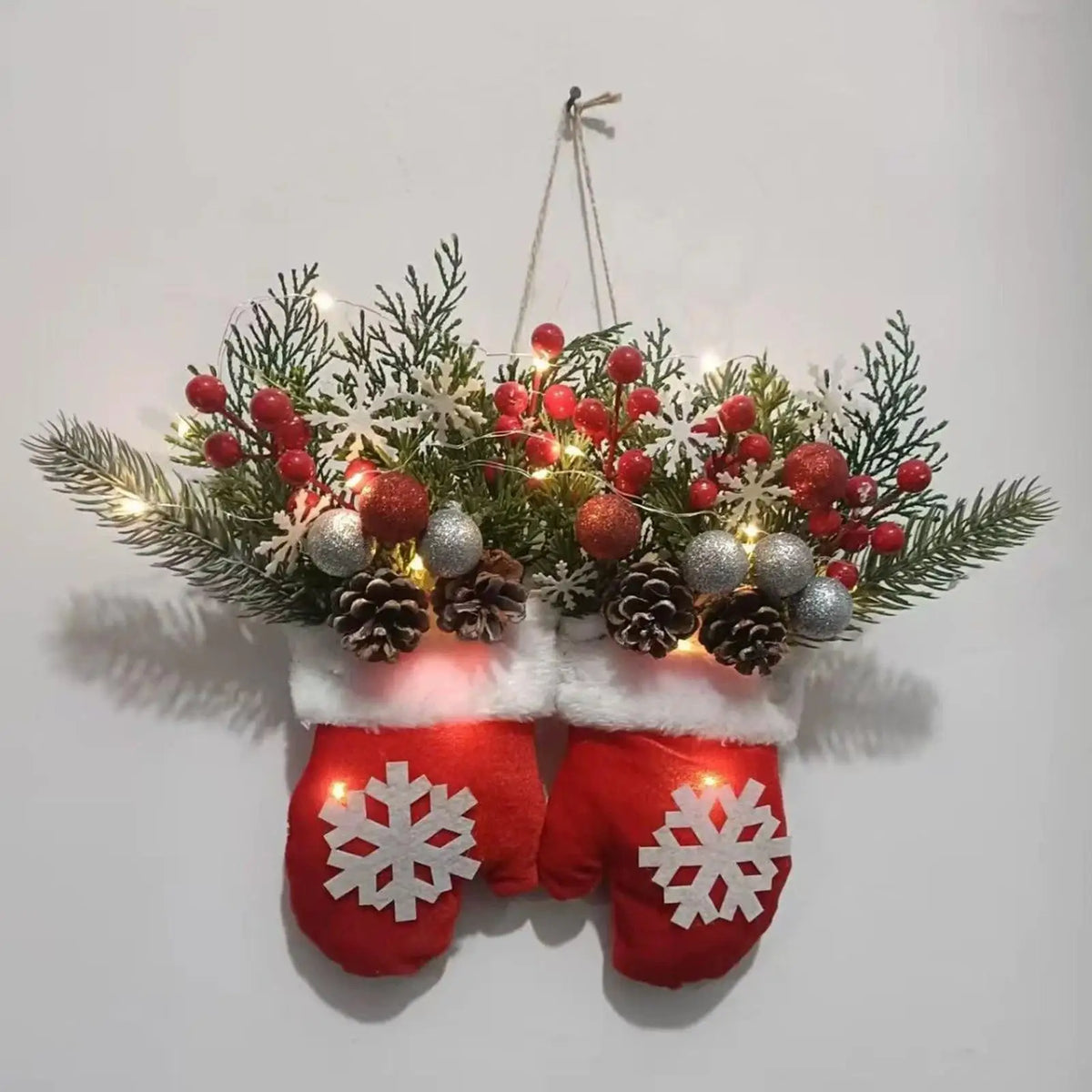 LED-Weihnachtskranz Fäustlingsform – Batteriebetrieben