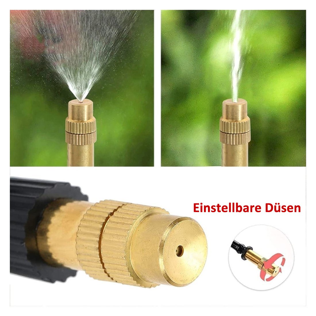 Sprühdüse mit reguliertem Wassernebel im Einsatz