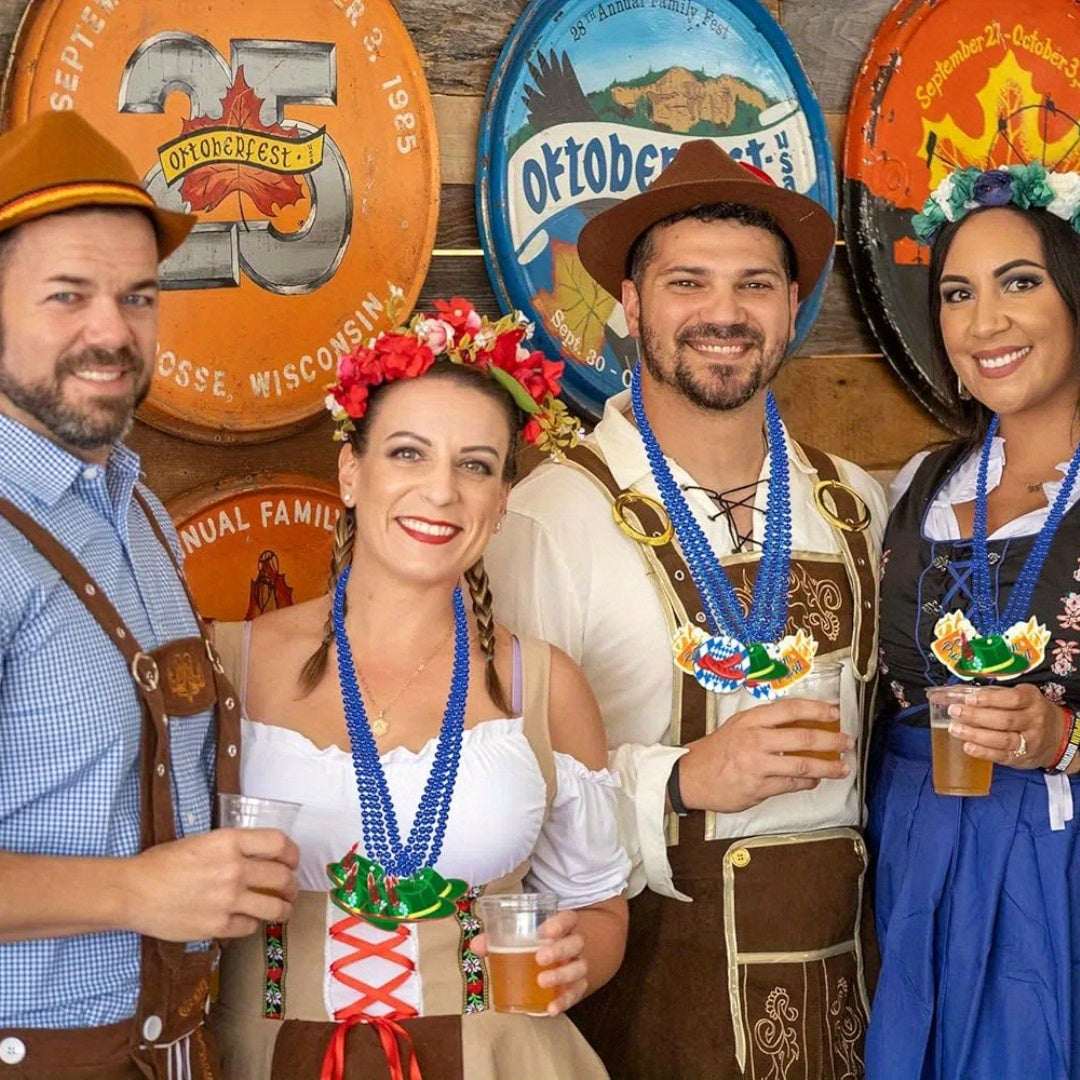 Oktoberfest Party Halsketten-Set, Blau-Weiß 21 Stück