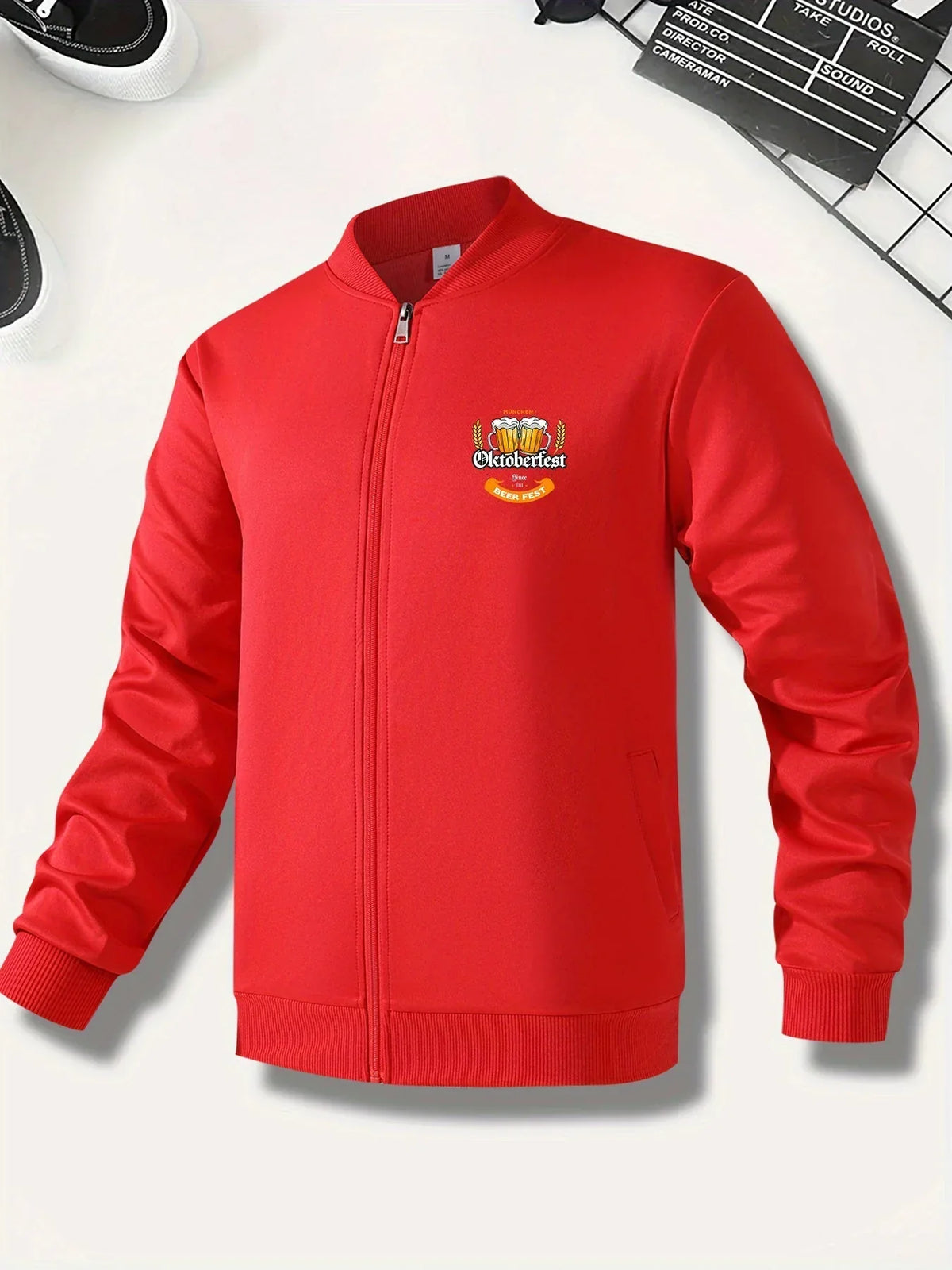 Oktoberfest Jacke Herren Bomberjacke, Bierkrug-Print Bayerisch