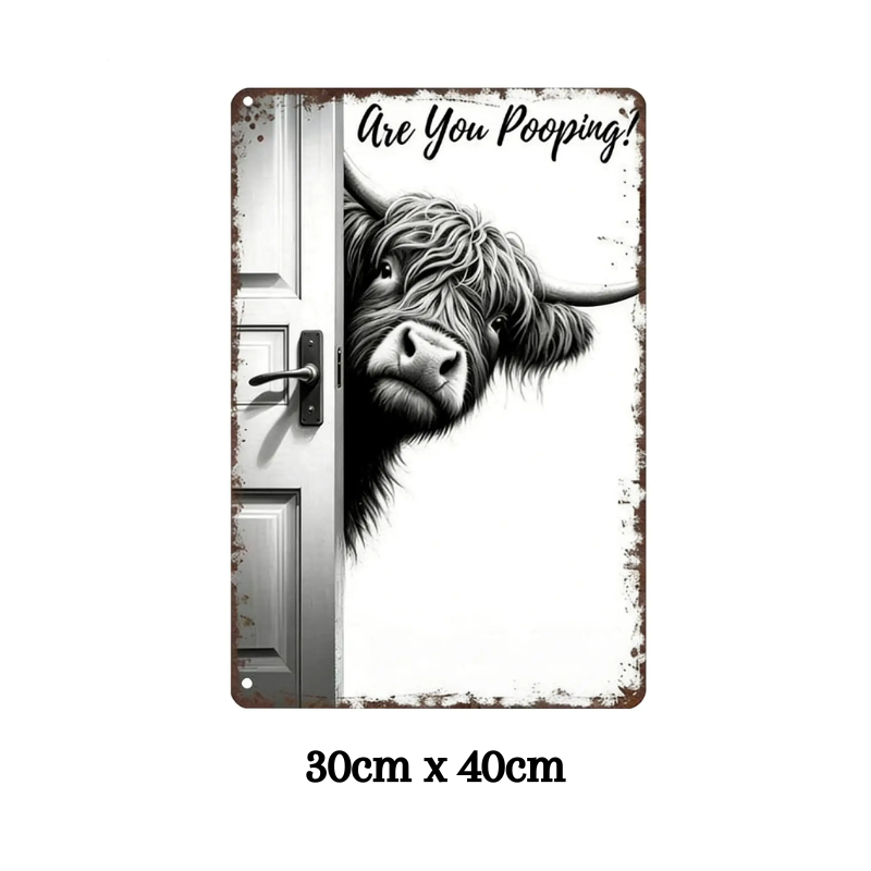 CowFrame – Lustiges Rustikales Highland-Cow Bilderrahmen-Schild