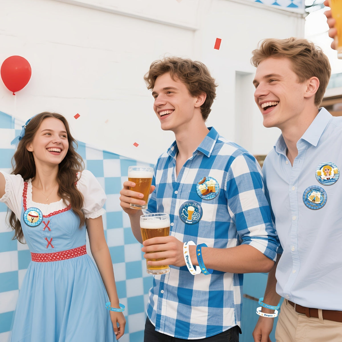 Oktoberfest Accessoires-Set, Armbänder & Anstecker Partyzubehor