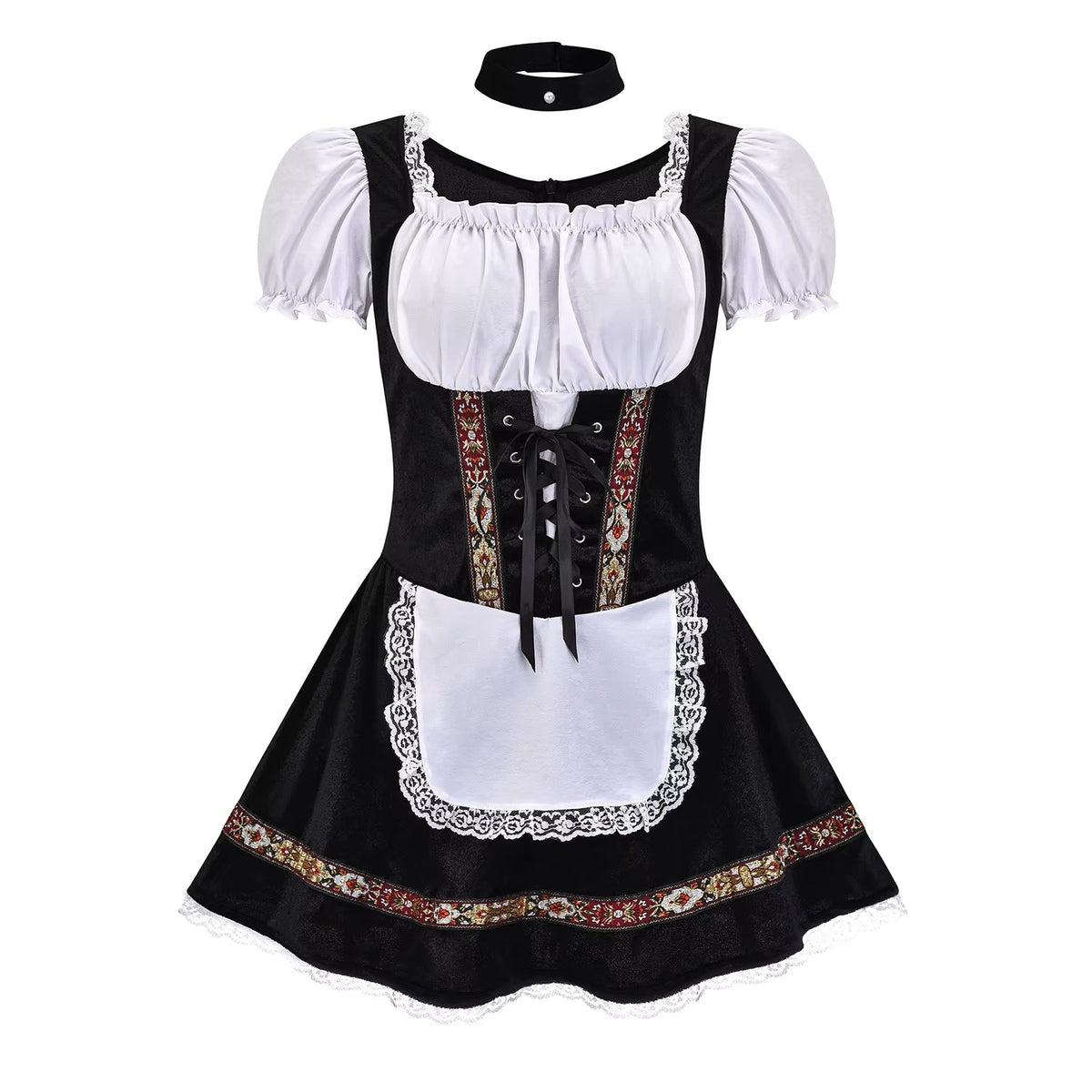 Dirndl Damen Oktoberfest Große Größen, Schnürmieder mit Puffärmeln