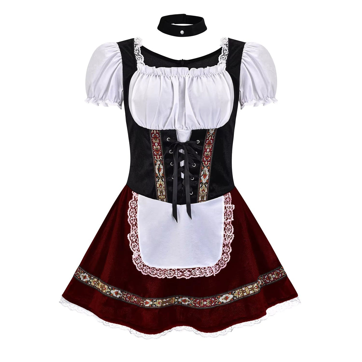 Dirndl Damen Oktoberfest Große Größen, Schnürmieder mit Puffärmeln