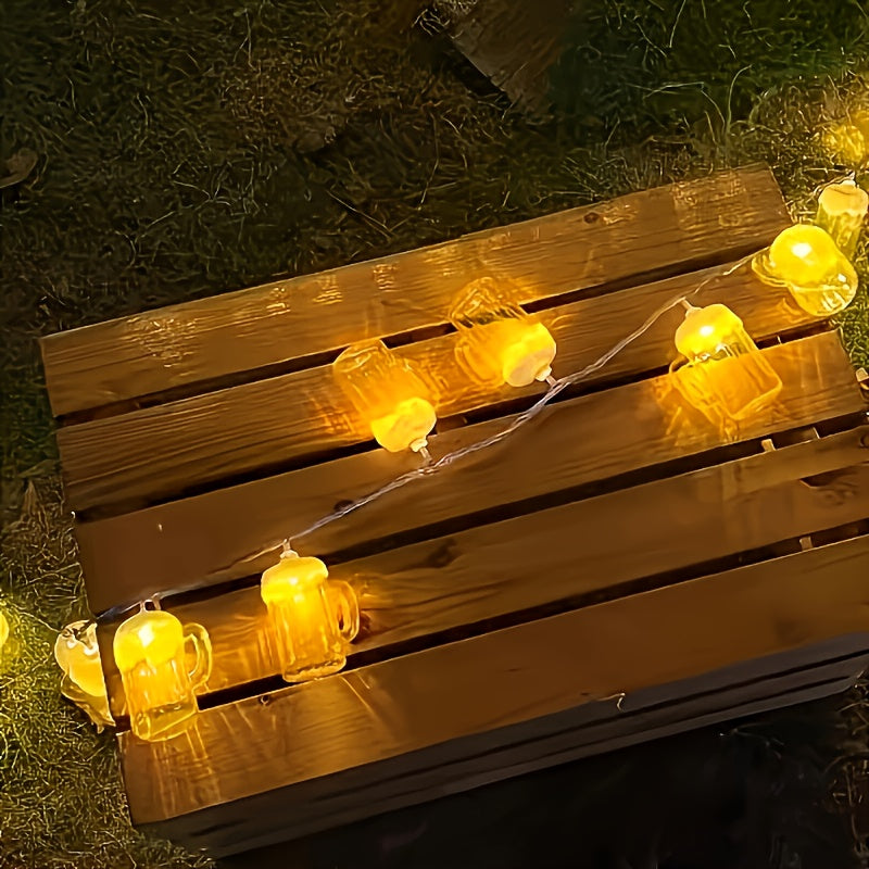 Oktoberfest Deko LED Bierkrug Lichterkette, 2er-Set