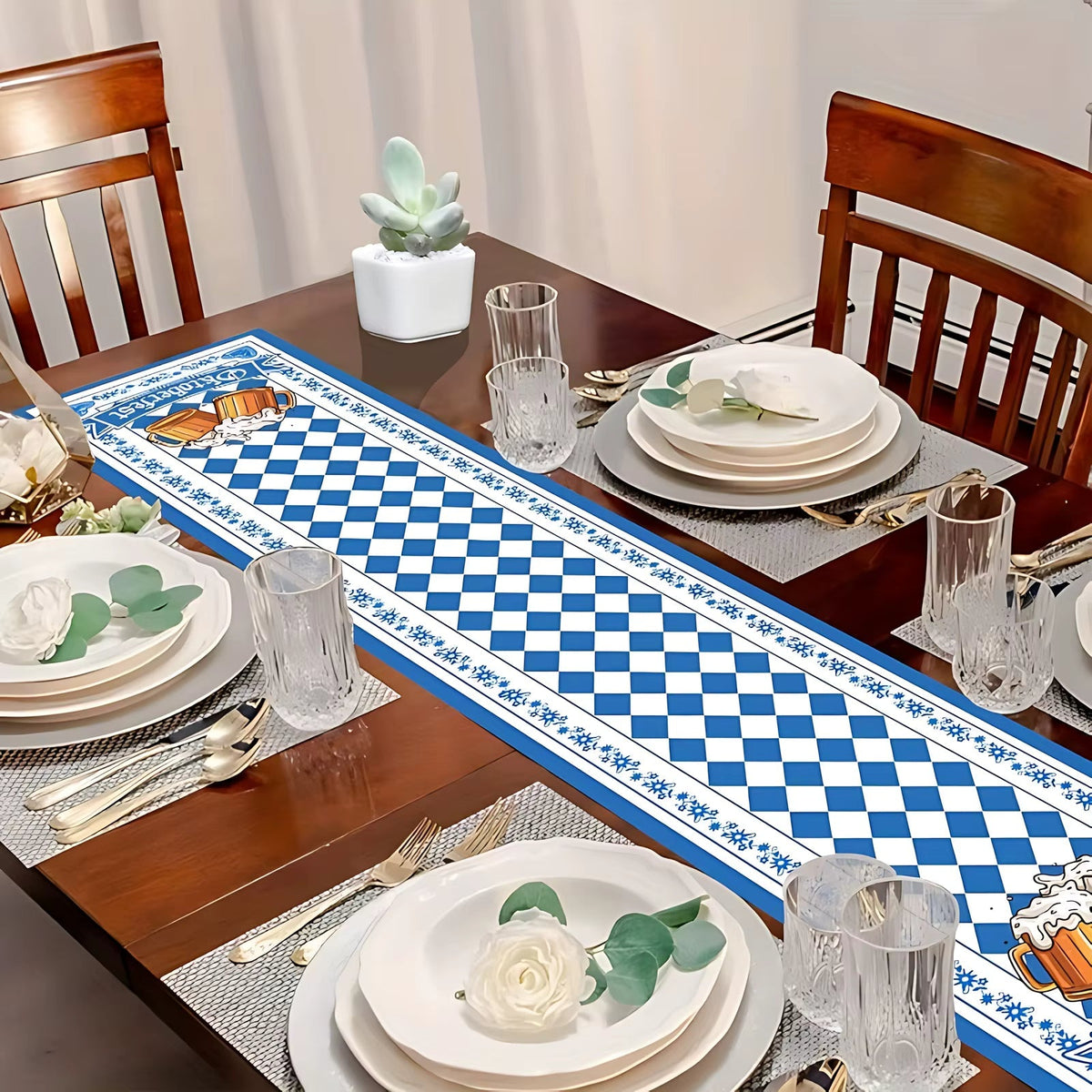 Oktoberfest Tischläufer Bayerisches Muster, Tischdeko Festtags