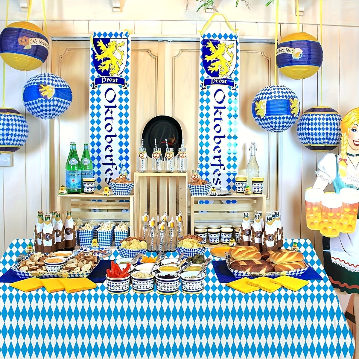 Oktoberfest Tischdecken-Set Rautenmuster, 137x274cm 5 Stück