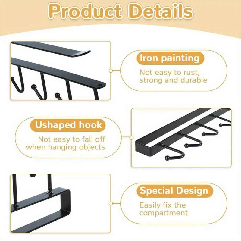 ShelfHooks – Hängeregal mit 6 Haken für Küche und Kleiderschrank, 2er Set