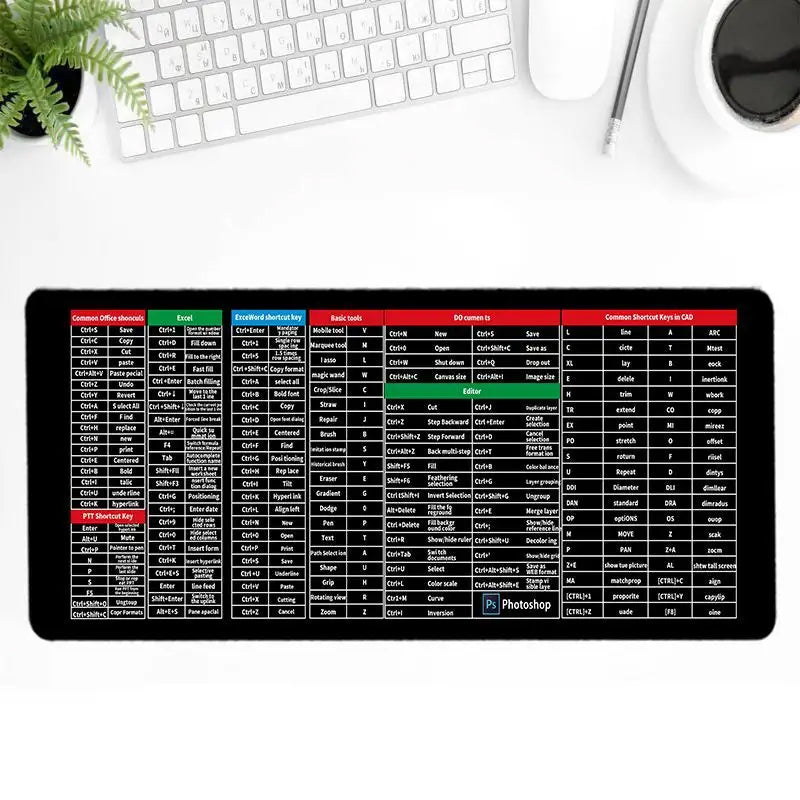 KeyboardPad Antirutsch Tastaturunterlage Mit Shortcut-Übersicht
