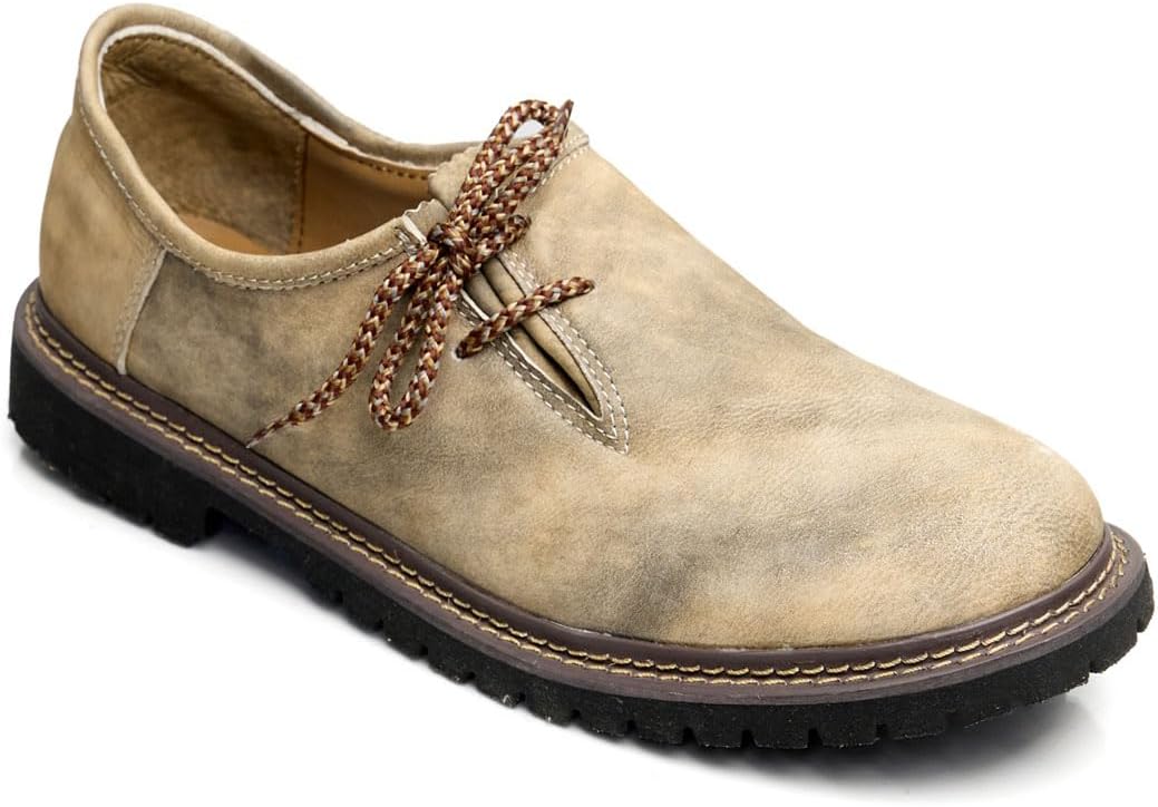 Haferlschuhe Herren Oktoberfest, Trachtenschuhe Leder Dunkelbraun