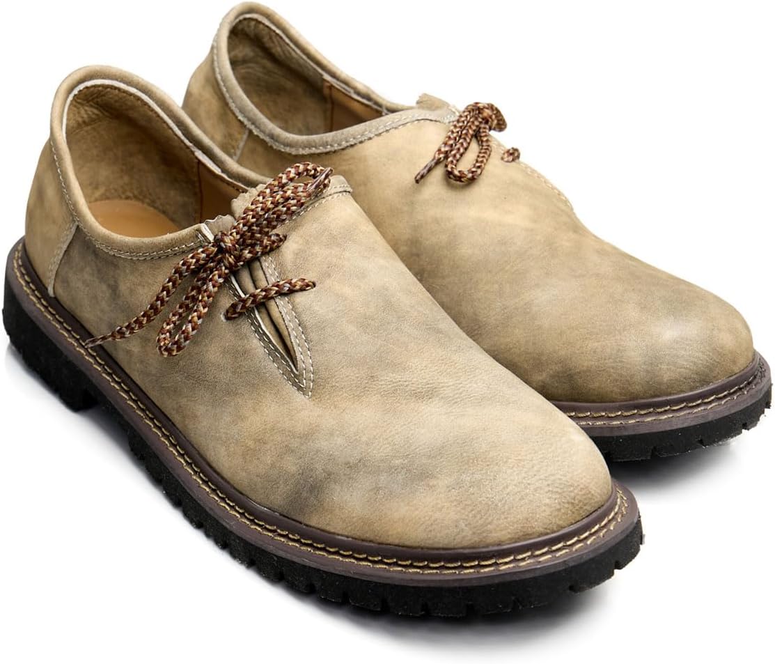Haferlschuhe Herren Oktoberfest, Trachtenschuhe Leder Dunkelbraun