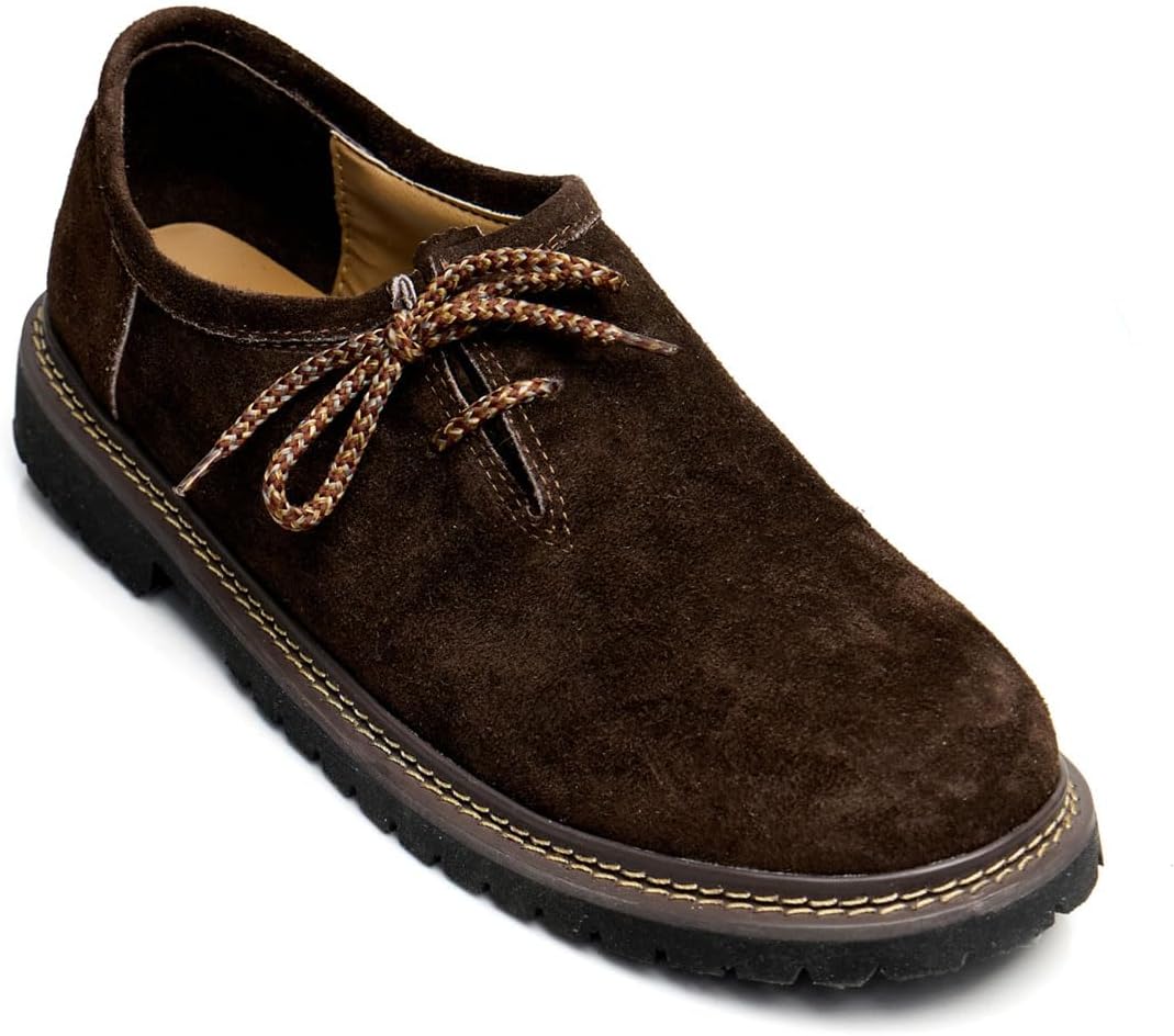 Haferlschuhe Herren Oktoberfest, Trachtenschuhe Leder Dunkelbraun