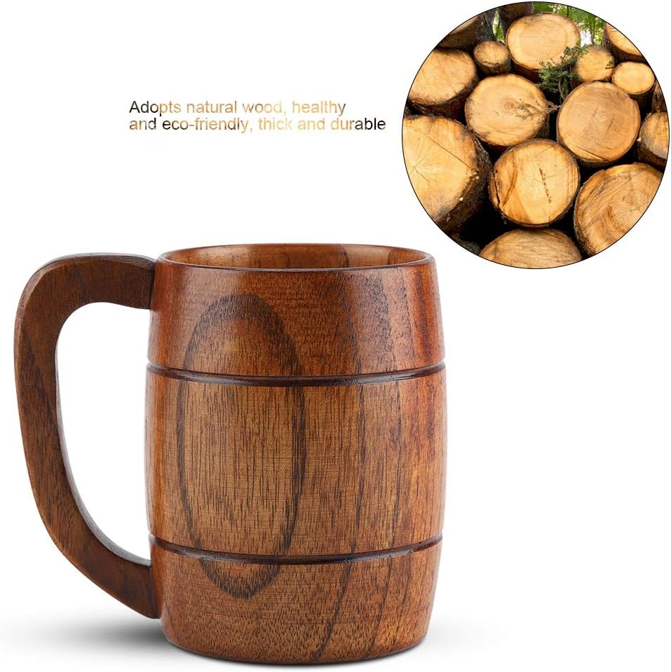 Bierkrug Holz Oktoberfest, Naturholz Maßkrug 350ml