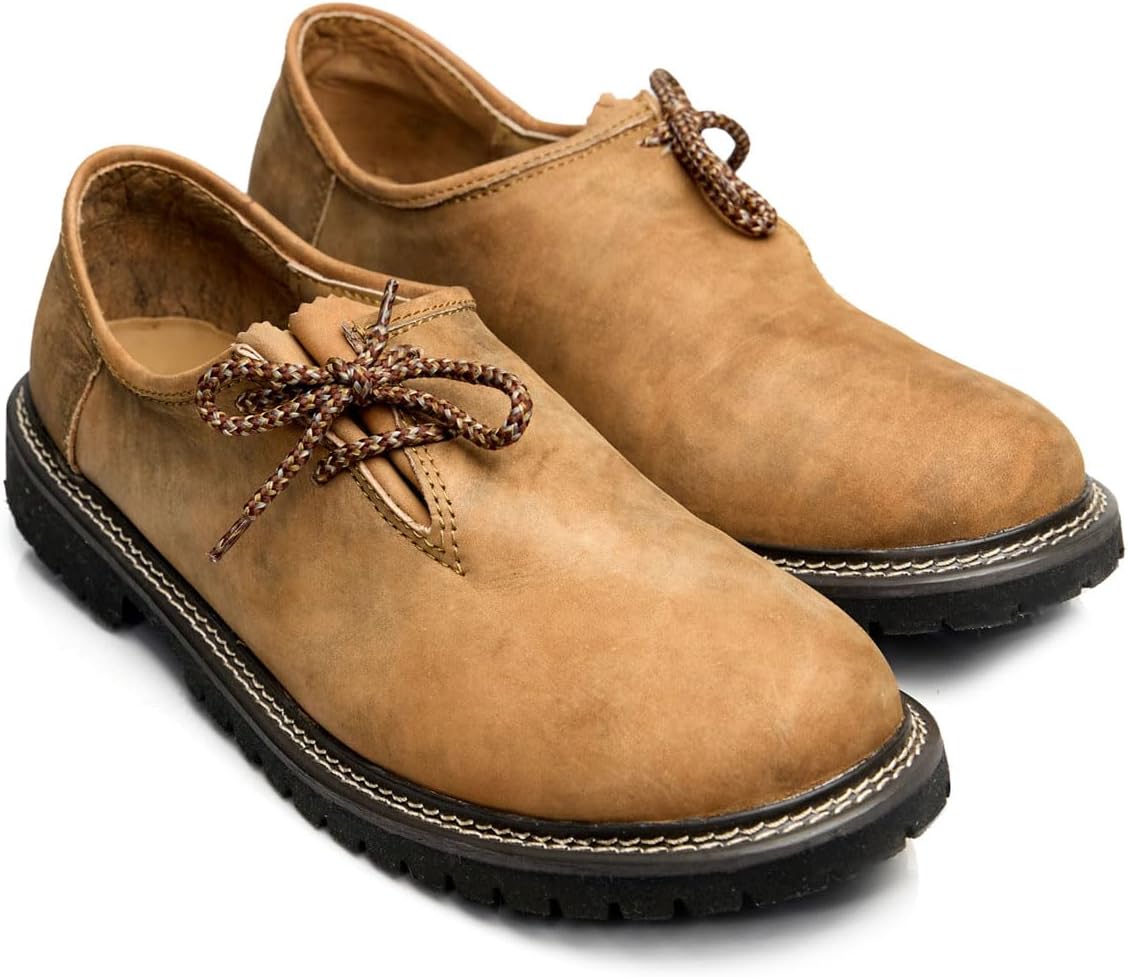 Haferlschuhe Herren Oktoberfest, Trachtenschuhe Leder Dunkelbraun