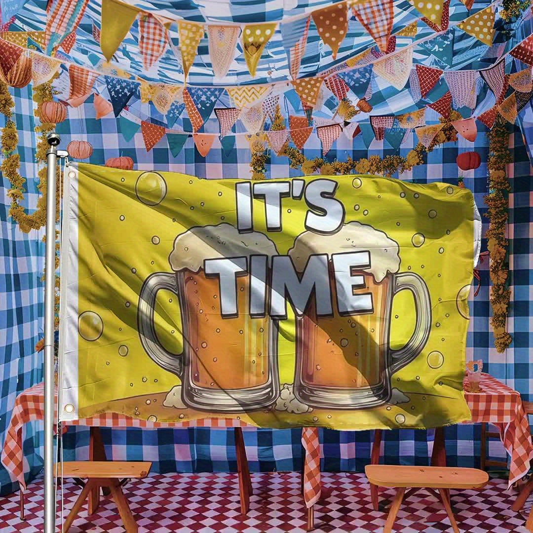 Oktoberfest Deko-Flagge Groß, Bierkrug-Motiv Wetterfest