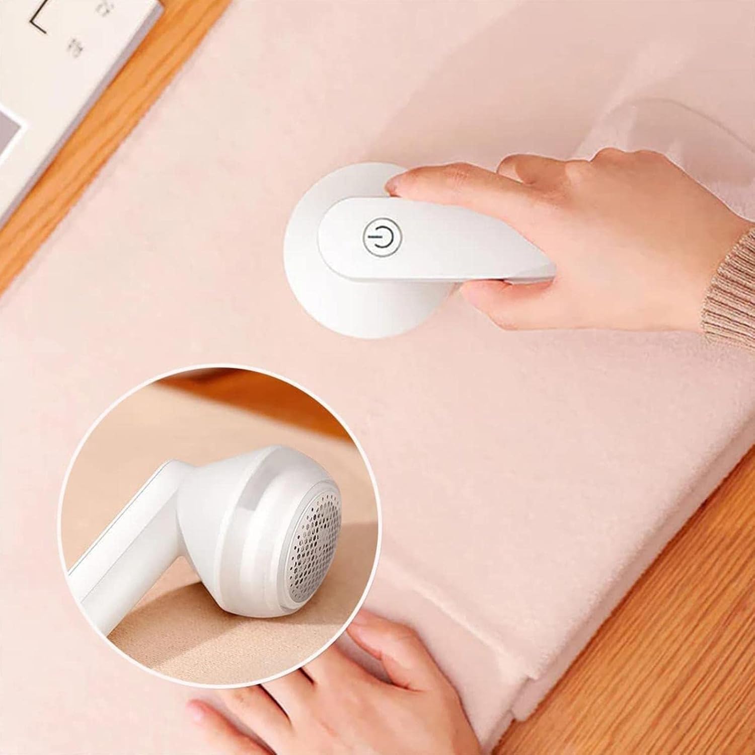 LintFix Anwendung auf rosa Decke mit Detailansicht
