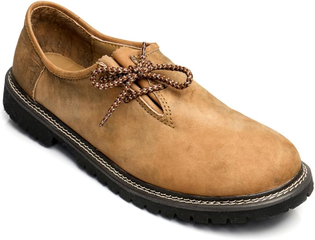 Haferlschuhe Herren Oktoberfest, Trachtenschuhe Leder Dunkelbraun