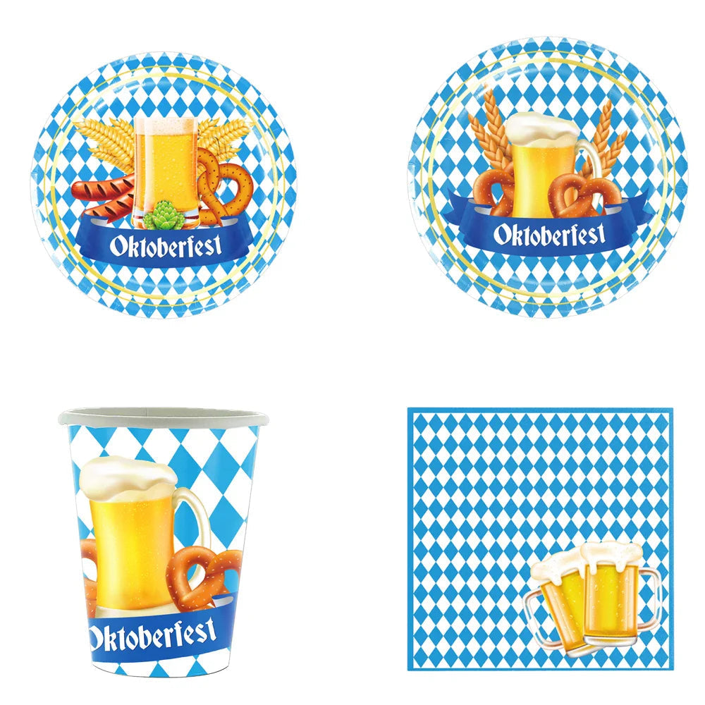 Oktoberfest Partygeschirr-Set für 12 Personen, Einweg mit Tischdecke