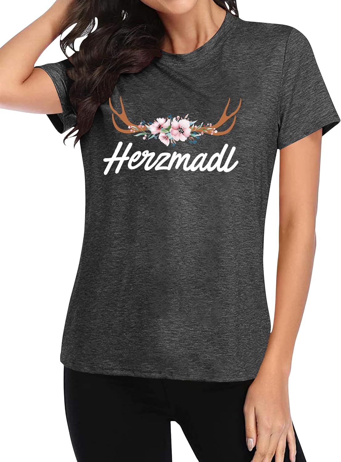 Oktoberfest T-Shirt Damen Kurzarm, Herzmadl Wiesn Shirt