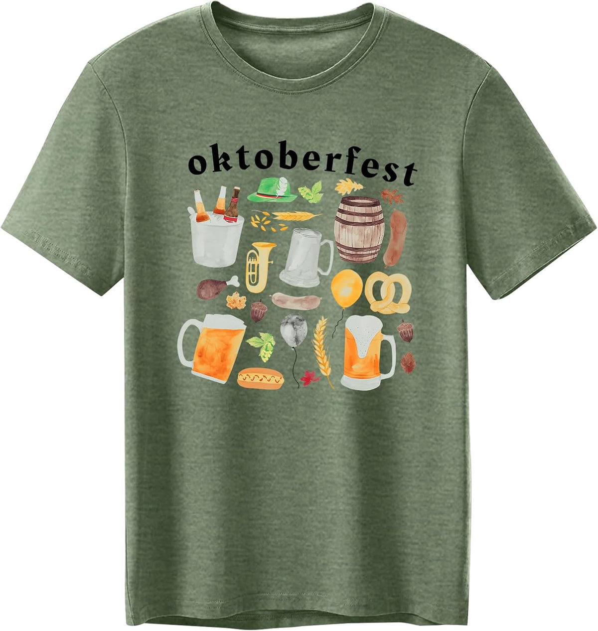 Oktoberfest T-Shirt Herren, Print Shirt Bierkrug & Brezn