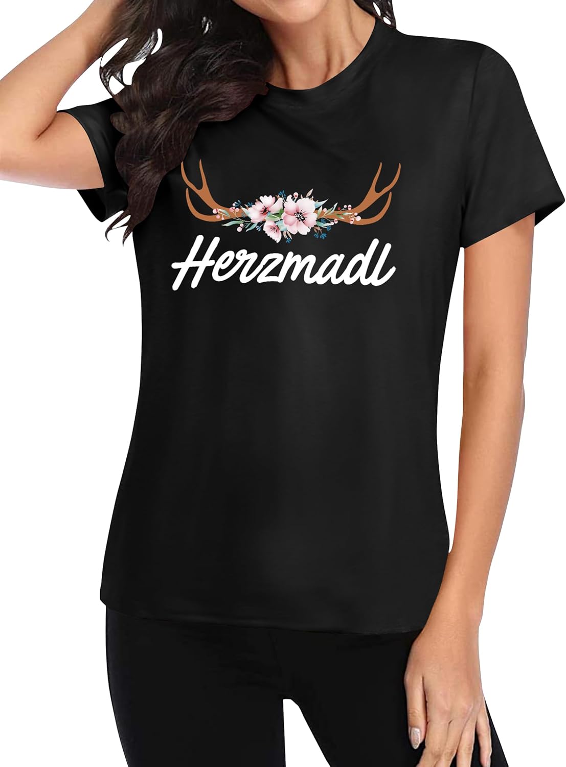 Oktoberfest T-Shirt Damen Kurzarm, Herzmadl Wiesn Shirt