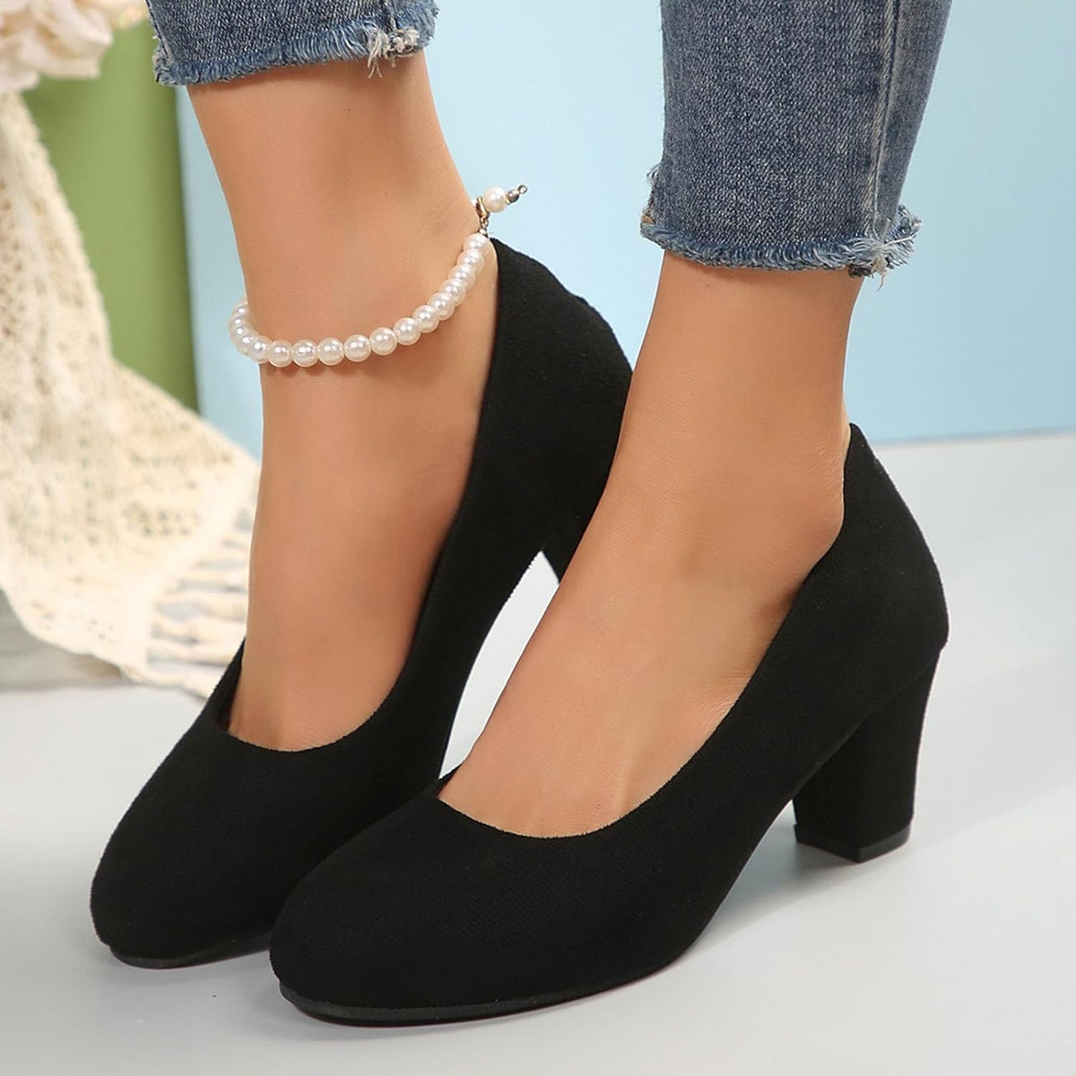 Trachtenschuhe Damen Oktoberfest, Samt Pumps Leopardenmuster