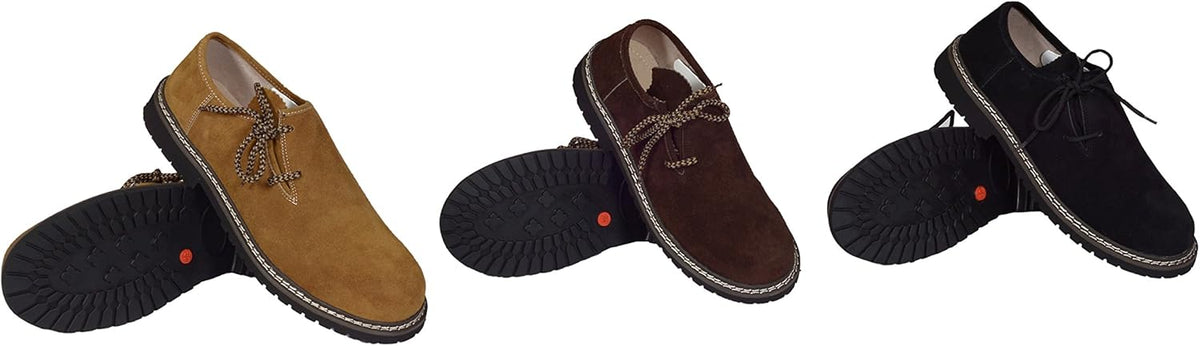 Haferlschuhe Herren Oktoberfest, Trachtenschuhe Wildleder Schwarz