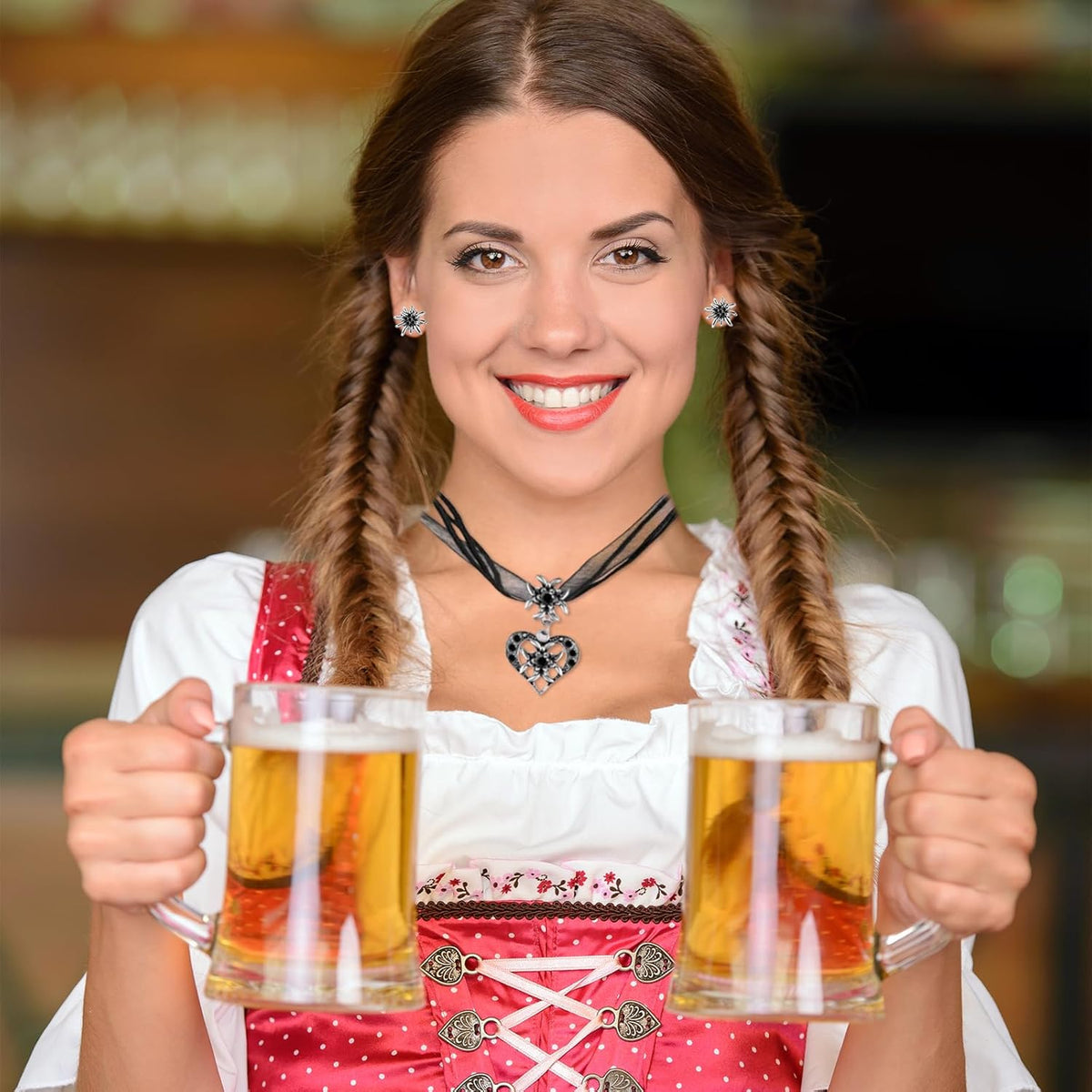 Trachten Schmuckset Edelweiß Herzanhänger, BergMystik