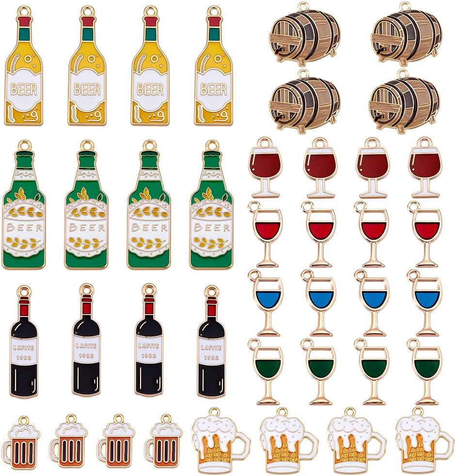 Oktoberfest Charm Anhänger Bier & Wein, DIY-Schmuck 40er-Set