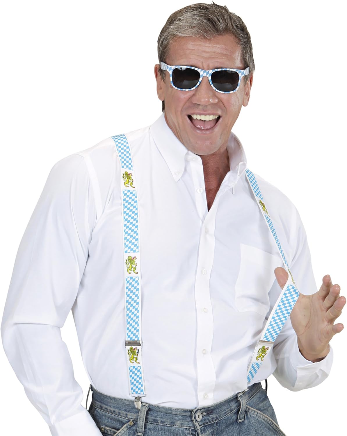 Trachten Hosenträger Oktoberfest, Rautenmuster & Löwenmotiv