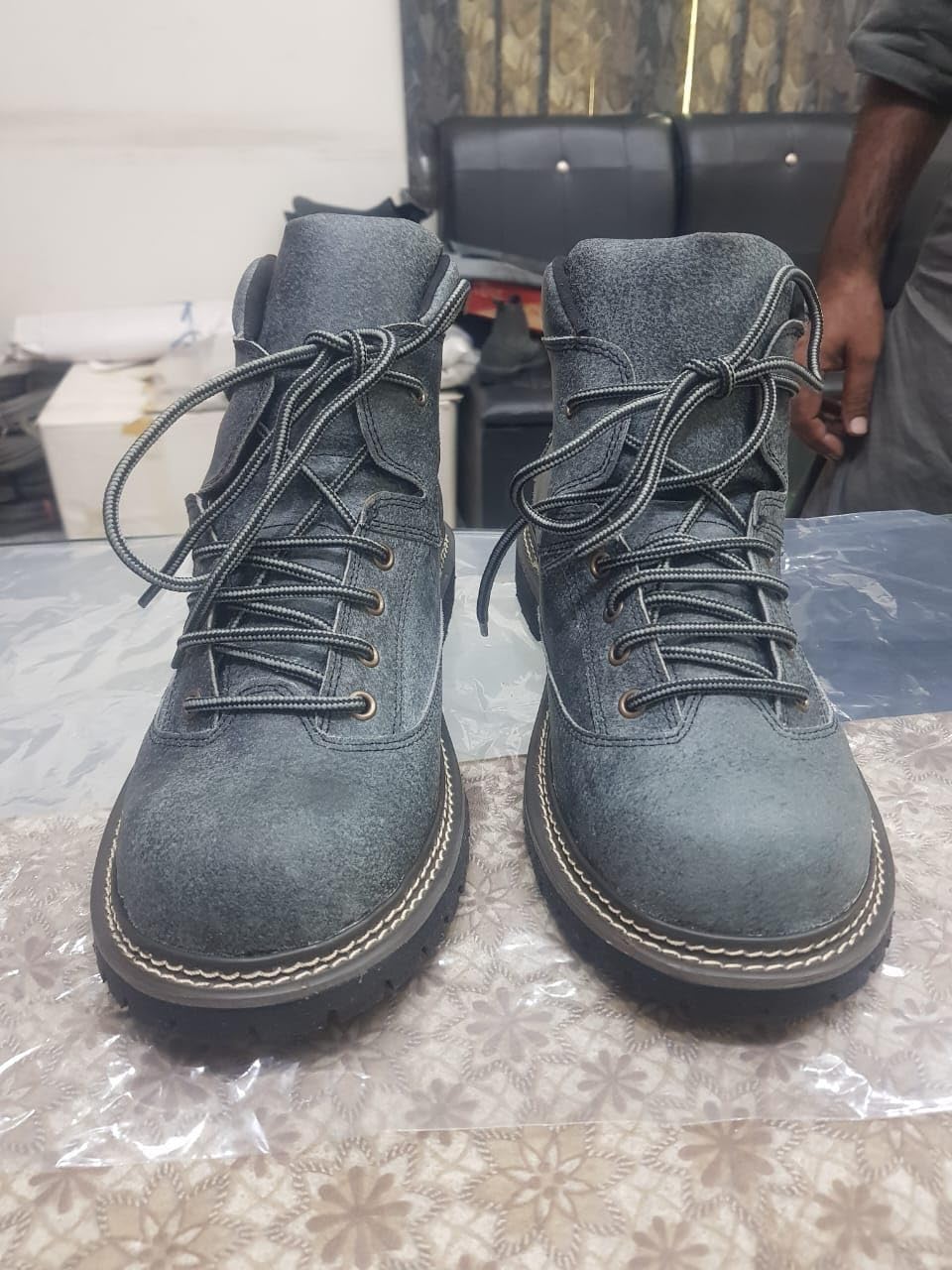Trachtenschuhe Herren Oktoberfest, Wildleder Haferlschuhe Grau