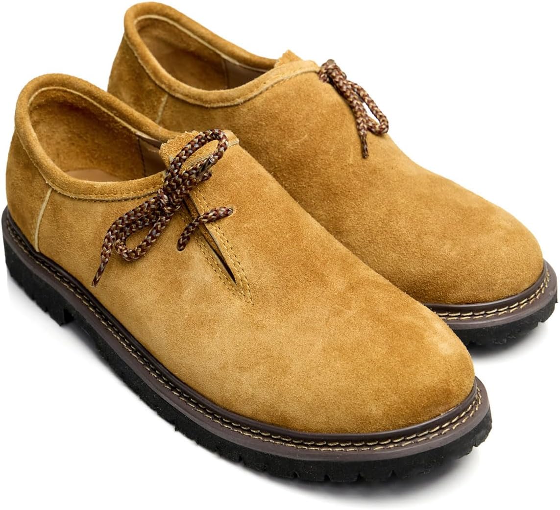 Haferlschuhe Herren Oktoberfest, Trachtenschuhe Leder Dunkelbraun