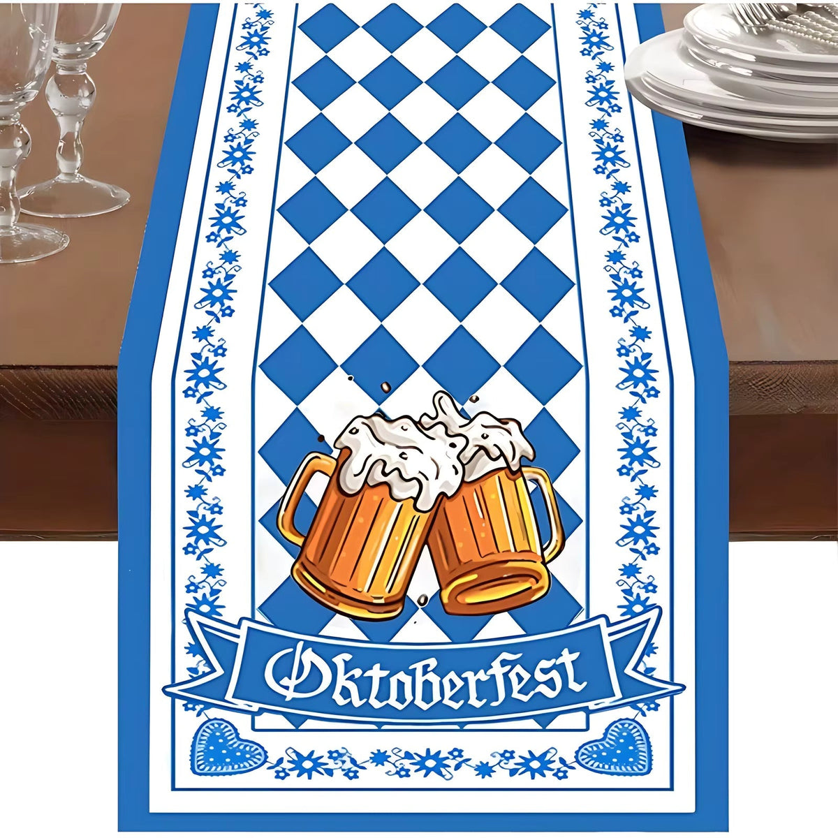 Oktoberfest Tischläufer Bayerisches Muster, Tischdeko Festtags