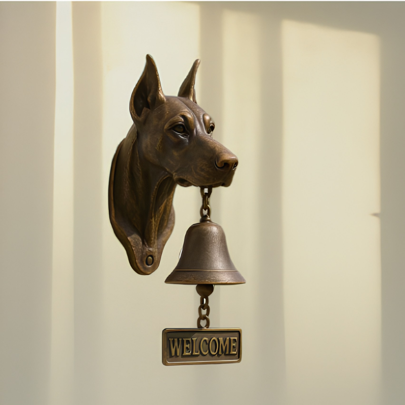 DogDoorbell – Rustikale Hundefigur-Türklingel im Vintage-Stil