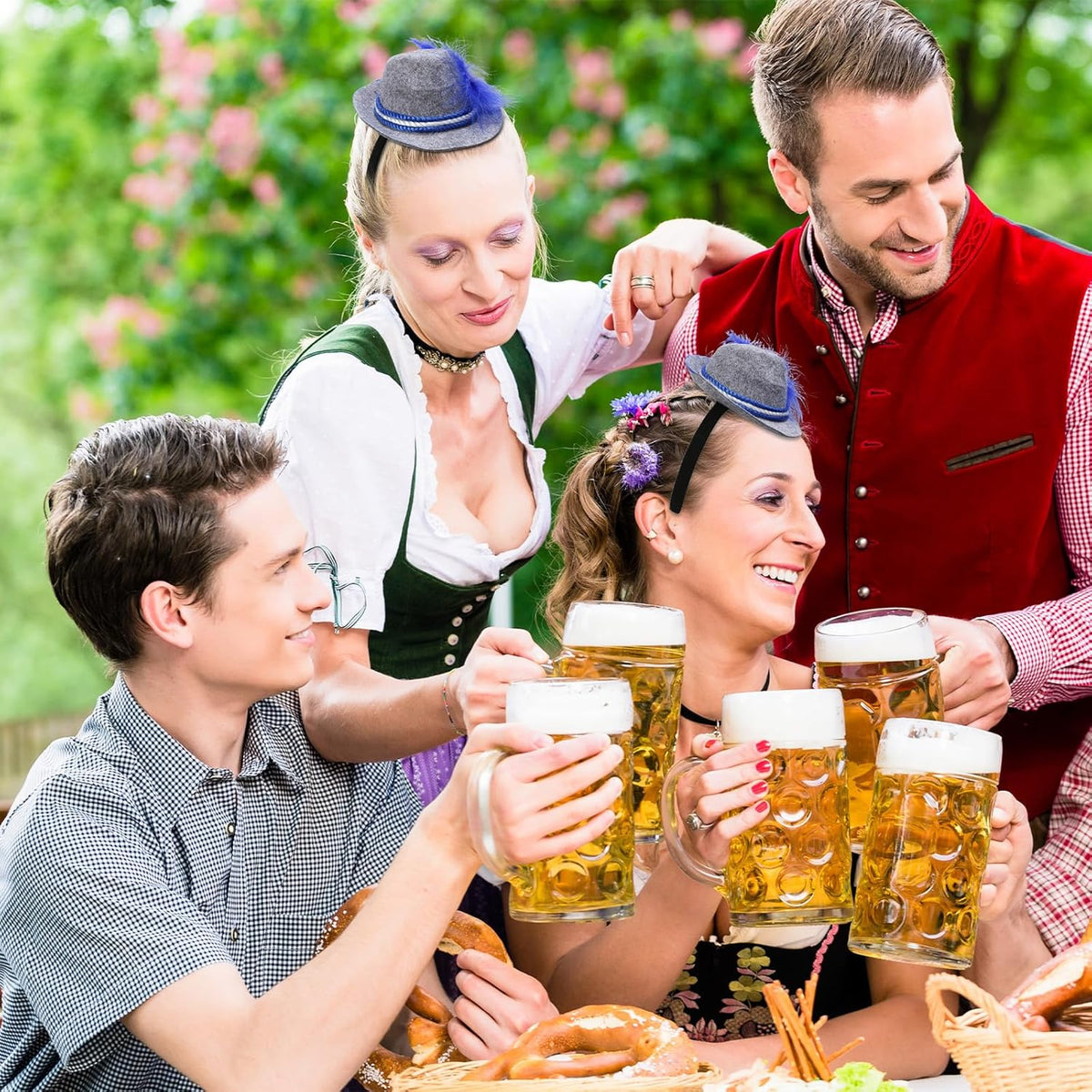 Oktoberfest Haarband Mini-Trachtenhut, Dirndl Accessoire 3er-Set