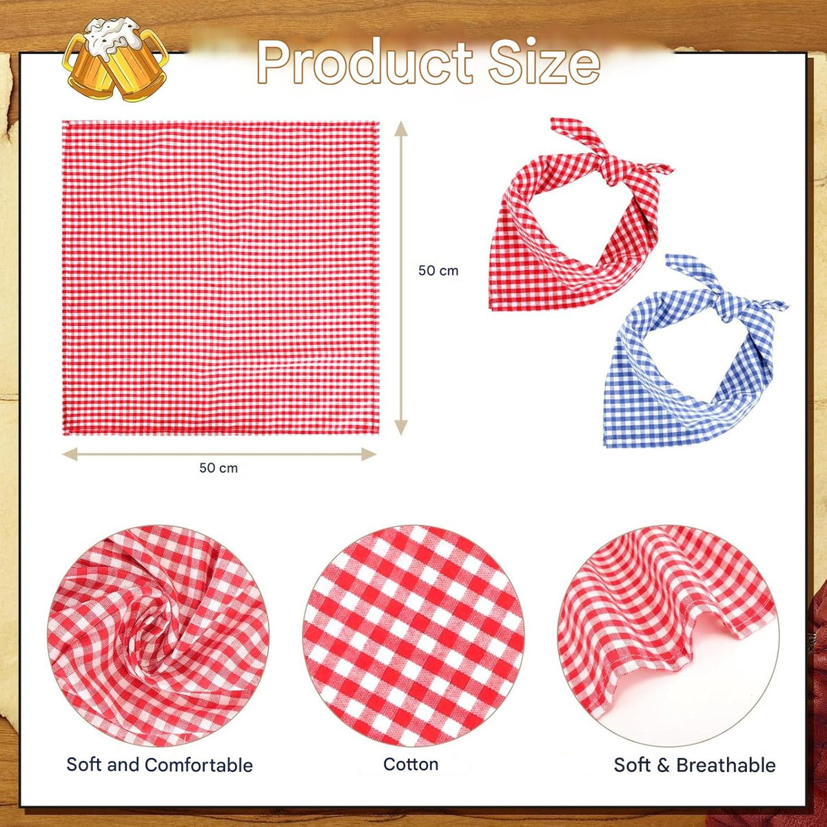 Trachten Halstuch Karo Oktoberfest, Unisex 2er-Set