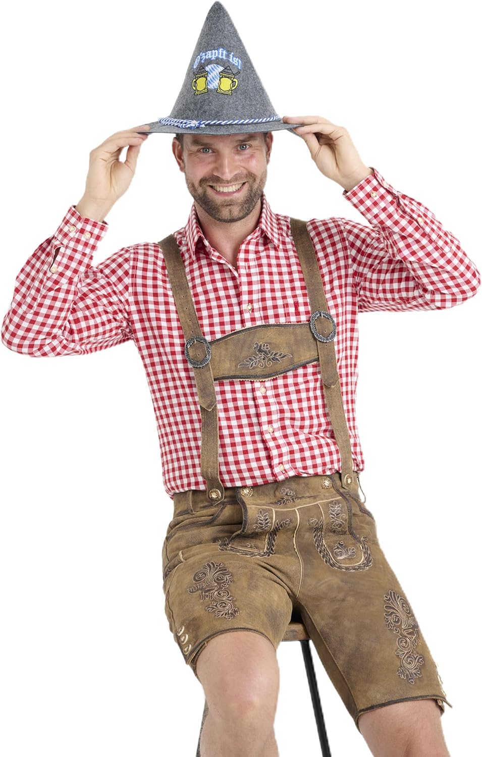 Trachtenhut Oktoberfest Hansl, O'zapft is Stickerei Grau