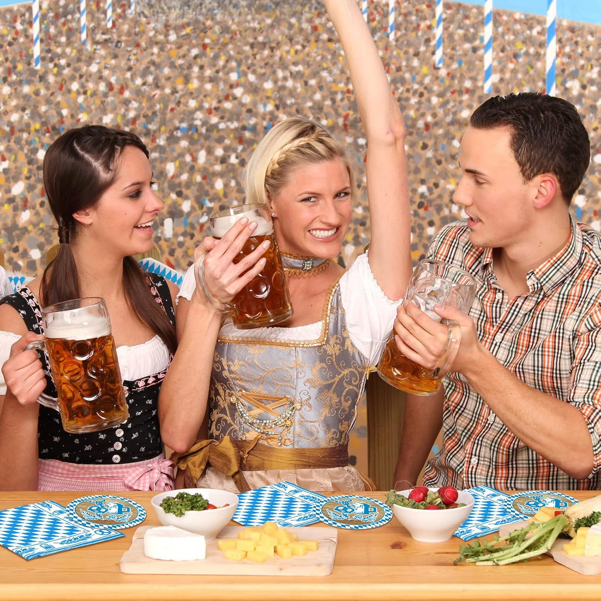 Oktoberfest Tischdeko-Set, Servietten & Bierdeckel 80-teilig