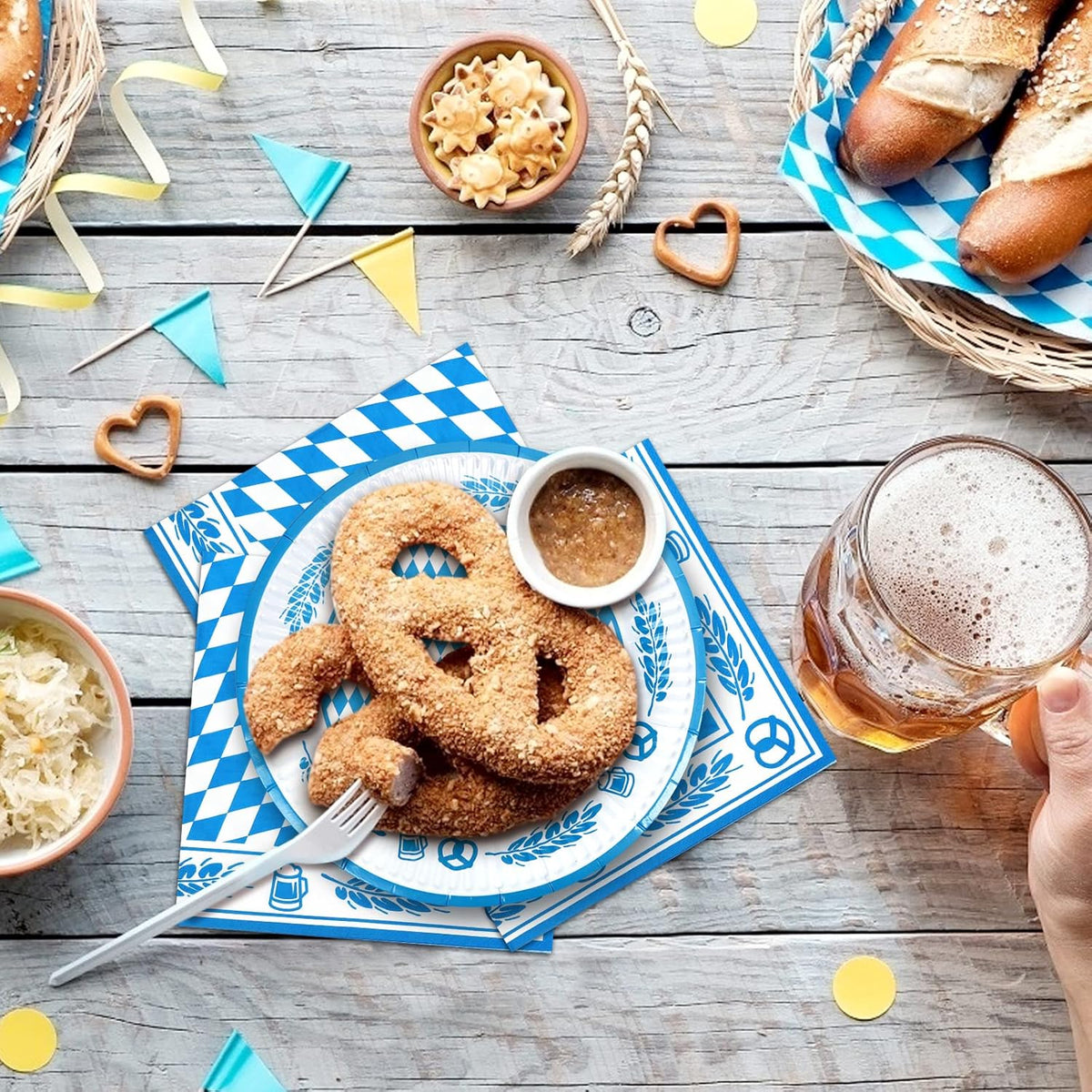 Oktoberfest Tischdeko-Set, Servietten & Bierdeckel 80-teilig