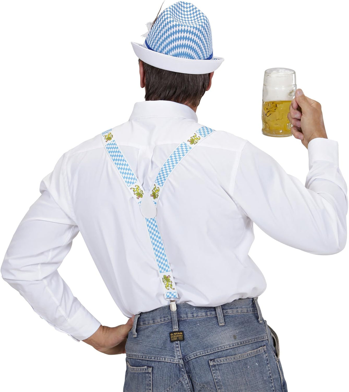 Trachten Hosenträger Oktoberfest, Rautenmuster & Löwenmotiv