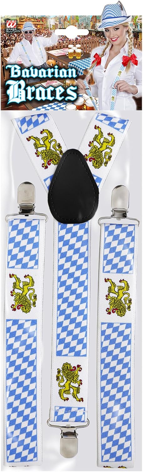 Trachten Hosenträger Oktoberfest, Rautenmuster & Löwenmotiv