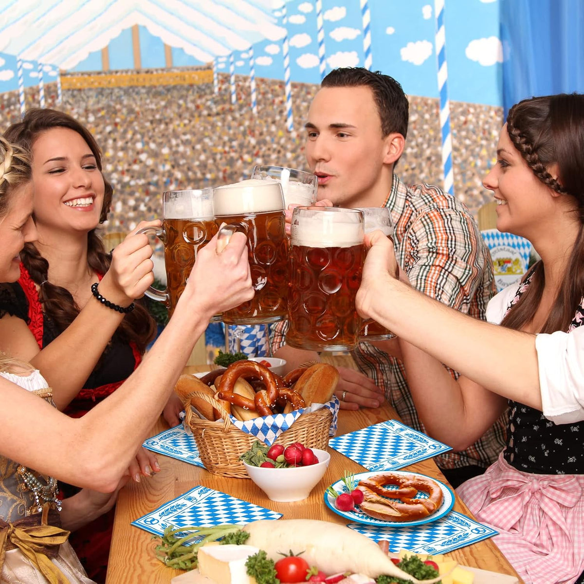 Oktoberfest Tischdeko-Set, Servietten & Bierdeckel 80-teilig