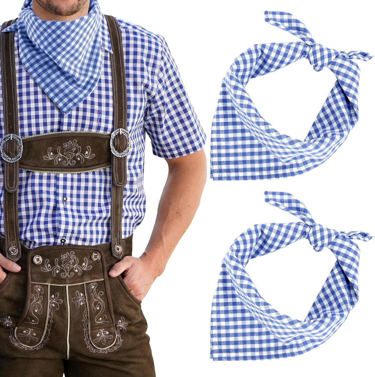 Trachten Halstuch Karo Oktoberfest, Unisex 2er-Set