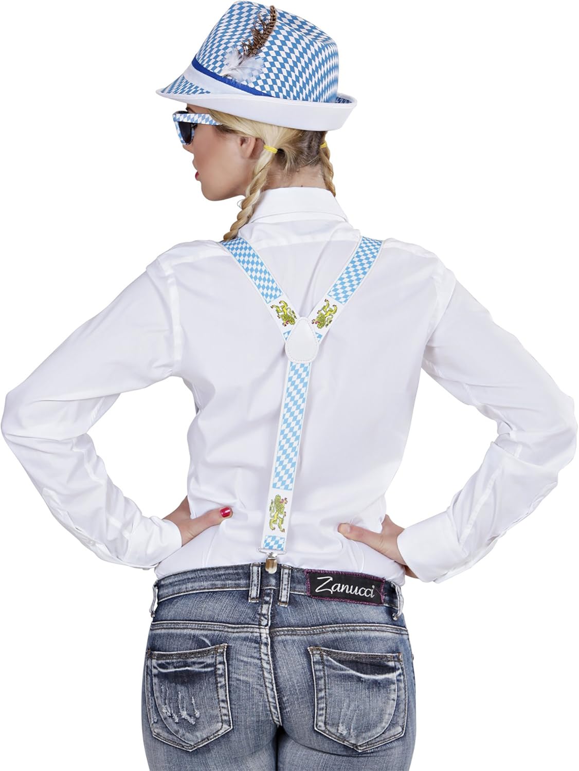 Trachten Hosenträger Oktoberfest, Rautenmuster & Löwenmotiv