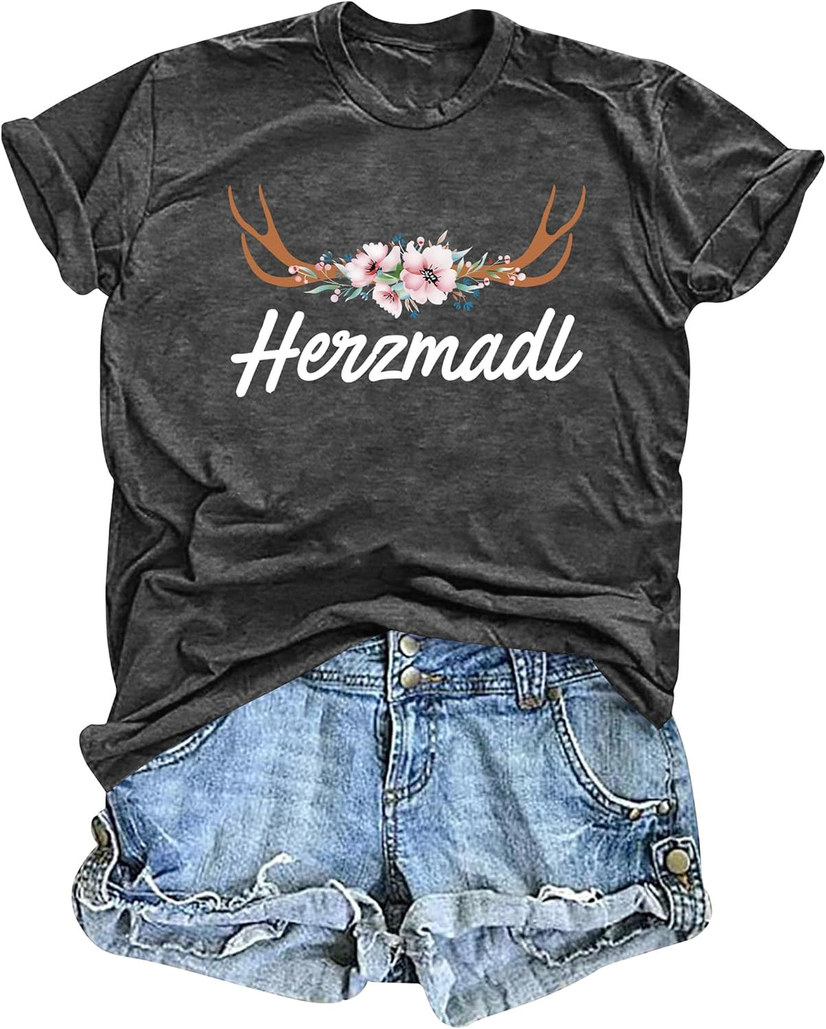 Oktoberfest T-Shirt Damen Kurzarm, Herzmadl Wiesn Shirt