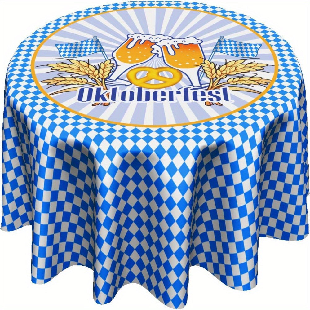Oktoberfest Tischdecke Rund, Bayerisches Rautenmuster Polyester