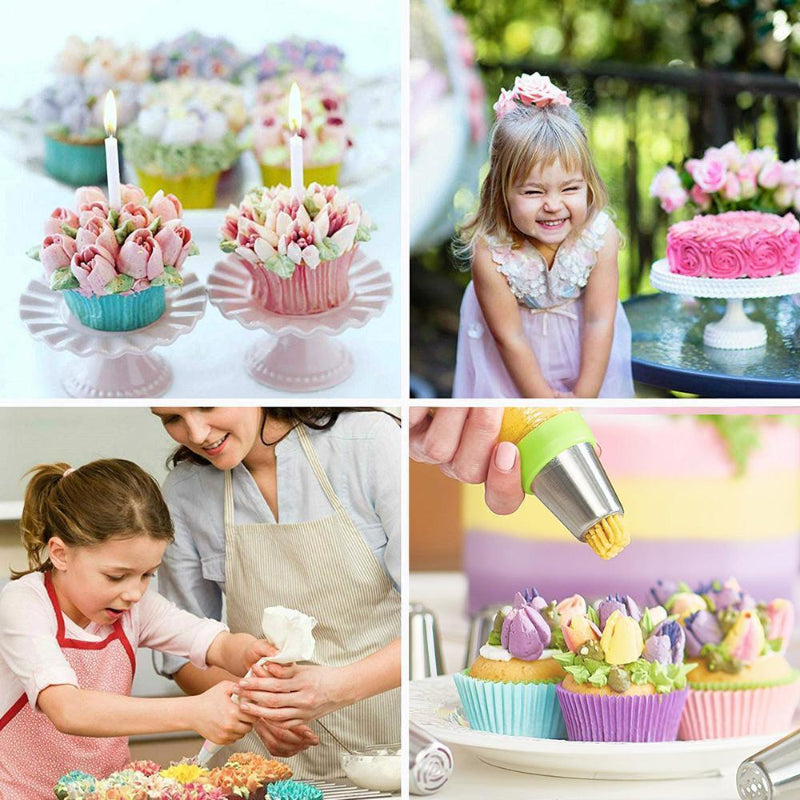 Familie verziert gemeinsam Cupcakes und Torten mit dem PipingTip Spritztüllen-Set
