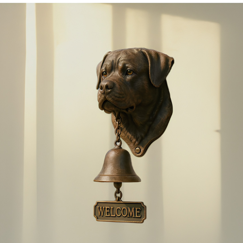 DogDoorbell – Rustikale Hundefigur-Türklingel im Vintage-Stil